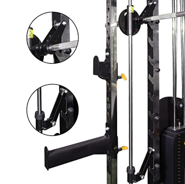 ALTAS STRENGTH Home Gym Equipment Smith Machine with Pulley System Gym  Squat Rack Pull Up Bar Upper Body Strength Training Leg Developer  Commercial